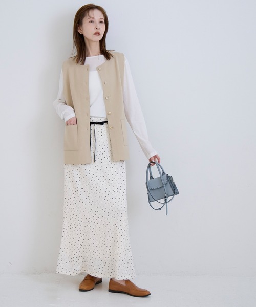 coca（coca）（コカ）の「金ボタンニットベスト | セレモニー オフィス ママスーツ フォーマルウェア スーツ 卒業式（ベスト・レディース・ネイビー/ベージュ・M/L）」の14枚目の写真