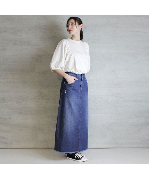 aity(アイティ)の「M-5L ギャザー袖ドルマン 半袖カットソー 夏服(Tシャツ/カットソー・レディース・ライトベージュ/ブラック/ホワイト/チャコールグレー・4L~5L/LL~3L/M~L)」の18枚目の写真
