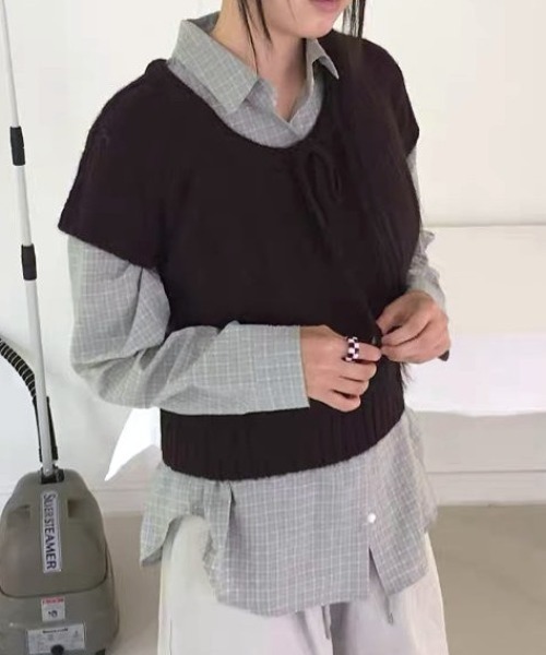 Vipoa(ヴィポア)の「Draw string knit tops(ニット/セーター・レディース・グレー/アイボリー/ブラウン・FREE)」の7枚目の写真
