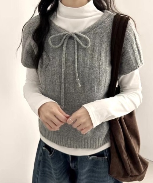 Vipoa(ヴィポア)の「Draw string knit tops(ニット/セーター・レディース・グレー/アイボリー/ブラウン・FREE)」の16枚目の写真