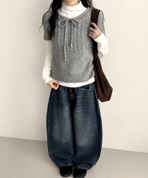 Vipoa(ヴィポア)の「Draw string knit tops(ニット/セーター・レディース・グレー/アイボリー/ブラウン・FREE)」の15枚目の写真