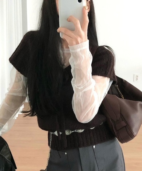Vipoa(ヴィポア)の「Draw string knit tops(ニット/セーター・レディース・グレー/アイボリー/ブラウン・FREE)」の22枚目の写真