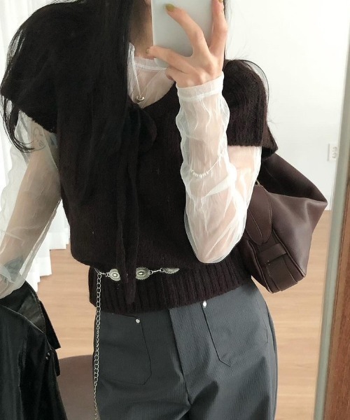 Vipoa(ヴィポア)の「Draw string knit tops(ニット/セーター・レディース・グレー/アイボリー/ブラウン・FREE)」の21枚目の写真