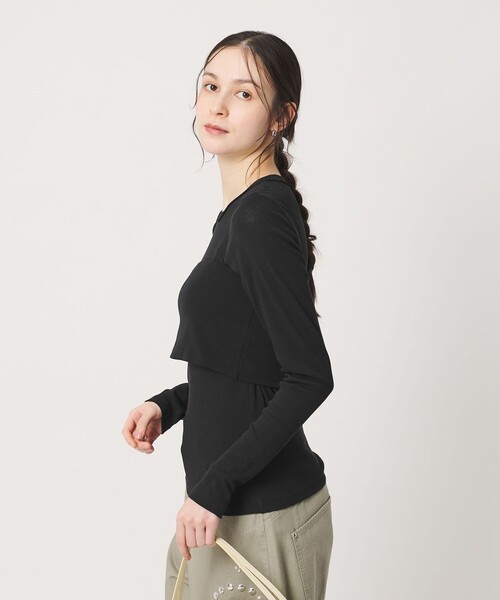 BEAUTY&YOUTH UNITED ARROWS(ビューティーアンドユースユナイテッドアローズ)の「コットンポリウレタン ロングスリーブカットソー&バンドゥ(Tシャツ/カットソー・レディース・ブラック/ライム/クリーム・FREE)」の2枚目の写真