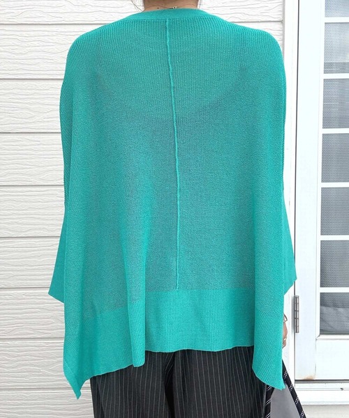 Q（キュー）の「UV片畦ボックスニット（ニット/セーター・レディース・エメラルド/ベージュ/ブラック・MEDIUM）」の12枚目の写真