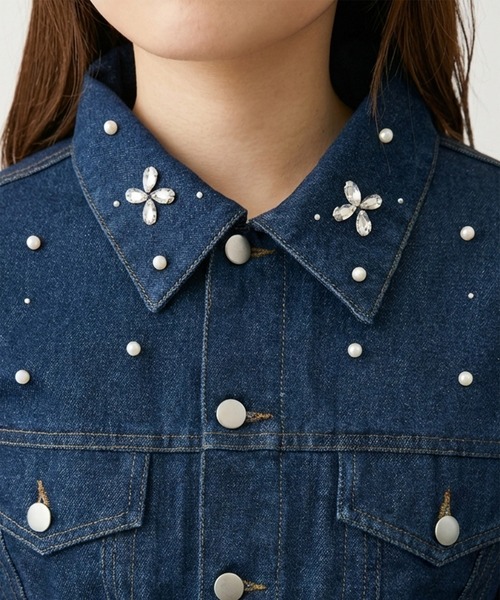 REDYAZEL(レディアゼル)の「フラワービジューパールデニムジャケット(デニムジャケット・レディース・サックスブルー/ブルー・FREE)」の12枚目の写真