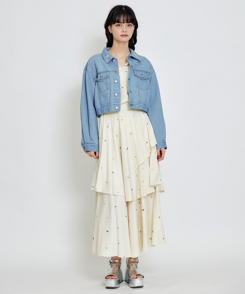 REDYAZEL(レディアゼル)の「フラワービジューパールデニムジャケット(デニムジャケット・レディース・サックスブルー/ブルー・FREE)」の14枚目の写真