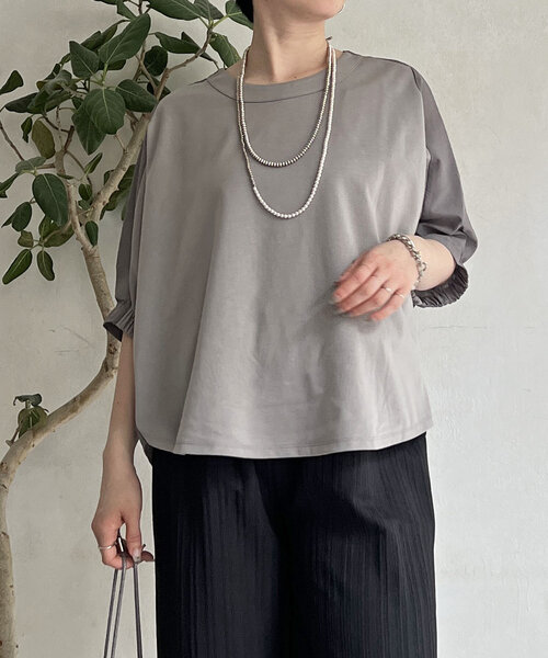 un dix cors(アンディコール)の「接触冷感異素材プルオーバー(Tシャツ/カットソー・レディース・オフホワイト・FREE)」の3枚目の写真