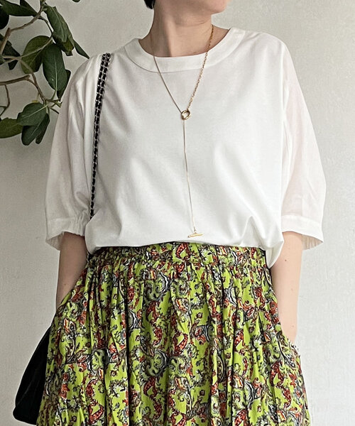 un dix cors(アンディコール)の「接触冷感異素材プルオーバー(Tシャツ/カットソー・レディース・オフホワイト・FREE)」の4枚目の写真