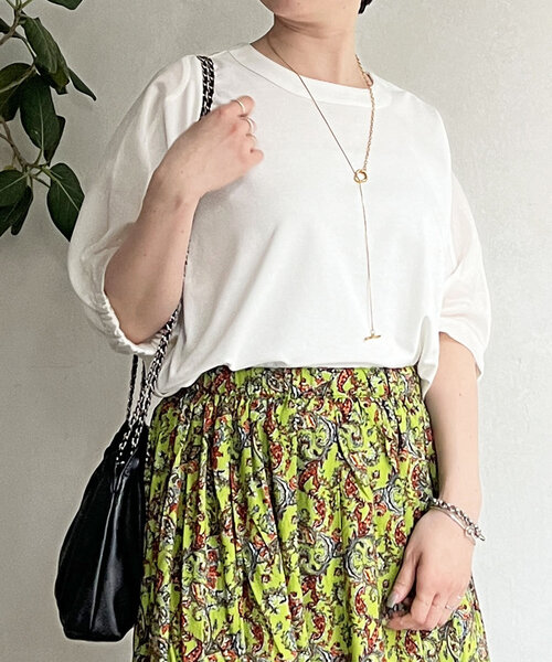 un dix cors(アンディコール)の「接触冷感異素材プルオーバー(Tシャツ/カットソー・レディース・オフホワイト・FREE)」の5枚目の写真