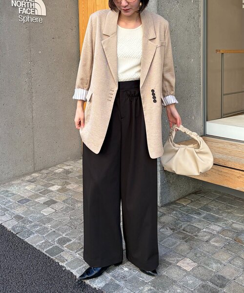 CAPRICIEUX LE'MAGE（カプリシューレマージュ）の「シャーリングニット（ニット/セーター・レディース・ブラック/ホワイト/ピンク・FREE）」の14枚目の写真