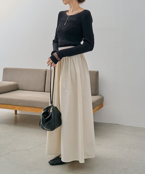 CAPRICIEUX LE'MAGE（カプリシューレマージュ）の「シャーリングニット（ニット/セーター・レディース・ブラック/ホワイト/ピンク・FREE）」の21枚目の写真