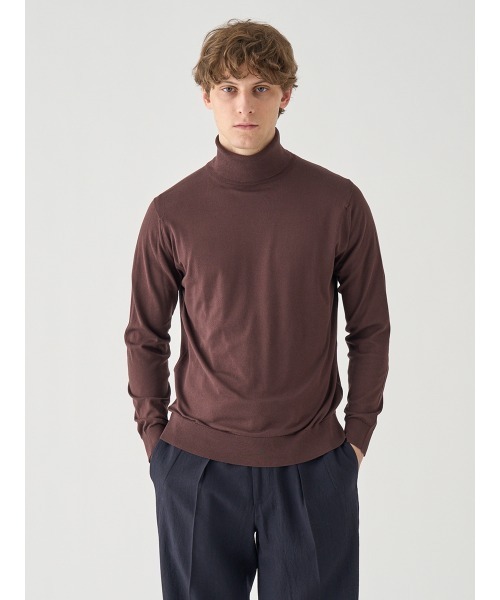 JOHN SMEDLEY(ジョンスメドレー)の「タートルネック長袖コットンニットプルオーバー(ニット/セーター・メンズ・ブラウン系その他2・S/M/L)」の1枚目の写真