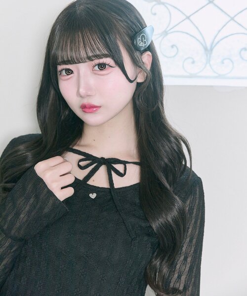 OLIVE des OLIVE（オリーブデオリーブ）の「【Belle Charme】Heart Charm Lace Tops（Tシャツ/カットソー・レディース・ブラック/オフホワイト/ピンク・FREE）」の19枚目の写真