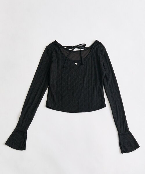 OLIVE des OLIVE（オリーブデオリーブ）の「【Belle Charme】Heart Charm Lace Tops（Tシャツ/カットソー・レディース・ブラック/オフホワイト/ピンク・FREE）」の21枚目の写真