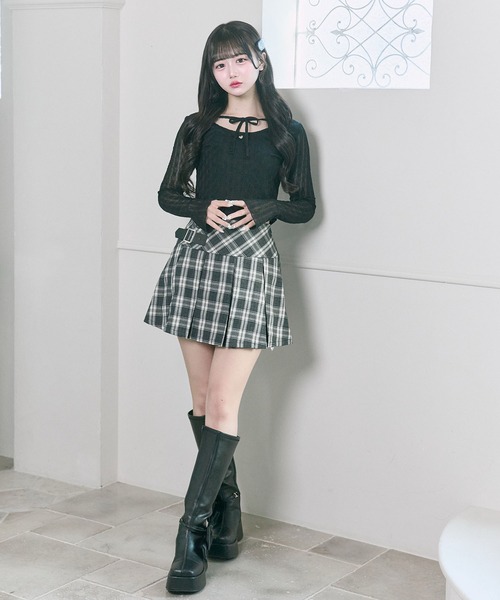 OLIVE des OLIVE（オリーブデオリーブ）の「【Belle Charme】Heart Charm Lace Tops（Tシャツ/カットソー・レディース・ブラック/オフホワイト/ピンク・FREE）」の7枚目の写真