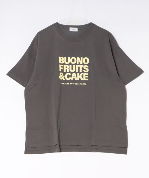 undeny.(アンディニ-)の「undeny/アンディニー FRUITS & CAKE Tシャツ(Tシャツ/カットソー・レディース・チャコールグレー/ベージュ系その他/ホワイト・F)」の1枚目の写真