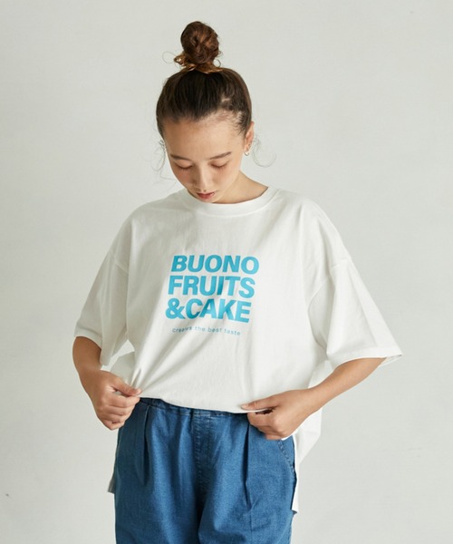 undeny.(アンディニ-)の「undeny/アンディニー FRUITS & CAKE Tシャツ(Tシャツ/カットソー・レディース・チャコールグレー/ベージュ系その他/ホワイト・F)」の2枚目の写真
