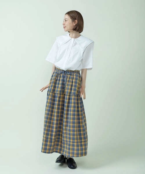 PAR ICI(パーリッシィ)の「タイプライター セーラーカラーブラウス(シャツ/ブラウス・レディース・ホワイト/ストライプ/チャコールグレー/サックスブルー・FREE)」の10枚目の写真