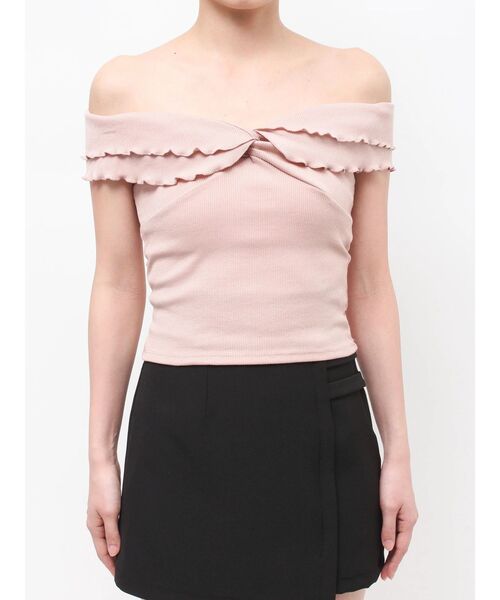 EATME（イートミー）の「オフショルツイストフリルTOP（Tシャツ/カットソー・レディース・ピンク/グレー/ブラック・FREE）」の16枚目の写真