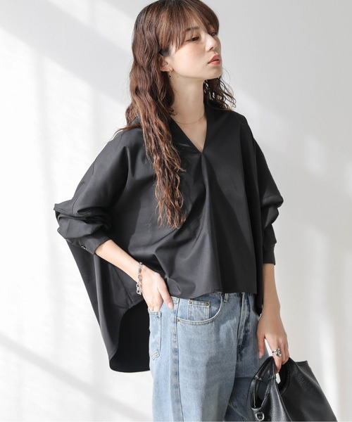 AMELY(エミリー)の「スキッパーデザイン シャツブラウス(シャツ/ブラウス・レディース・オフホワイト/ブラック・フリー)」の1枚目の写真