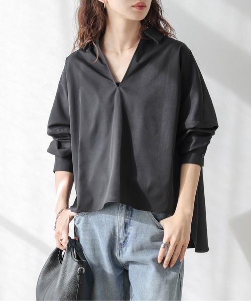 AMELY(エミリー)の「スキッパーデザイン シャツブラウス(シャツ/ブラウス・レディース・オフホワイト/ブラック・フリー)」の14枚目の写真