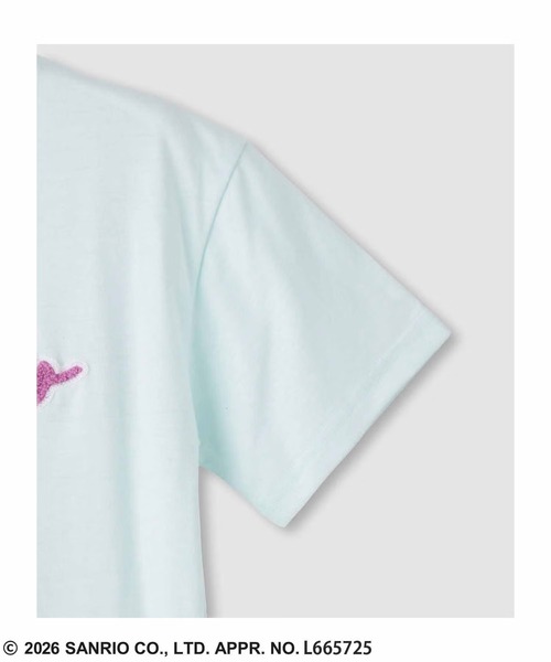 sanrio（サンリオ）の「【Sanrio /サンリオ】キャラクターズ 半袖Tシャツ サガラ刺繍（Tシャツ/カットソー・キッズ・ブルー/ミント/ブラック/クリーム/サックスブルー/オフホワイト/ラベンダー・160cm/110cm/100cm/120cm/130cm/140cm/150cm）」の9枚目の写真