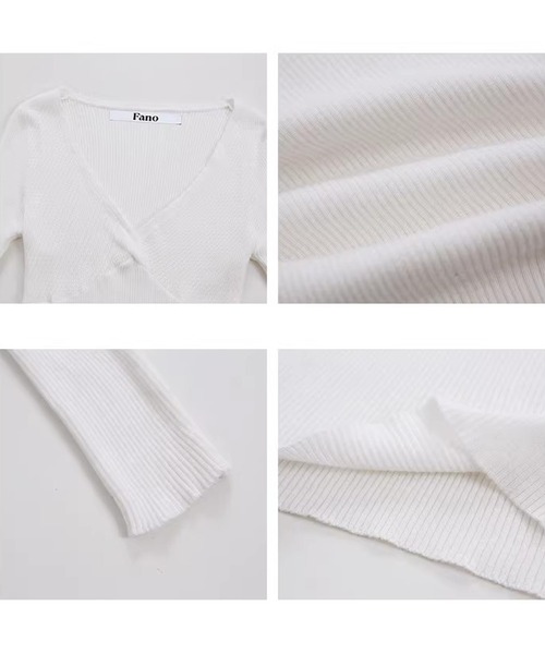 Fano Studios(ファノ ストゥディオズ)の「クロスオーバー リブ編み トップス FX26S166【Fano Studios】【2026SS】(Tシャツ/カットソー・レディース・ホワイト/ブラック・S/M/L)」の17枚目の写真