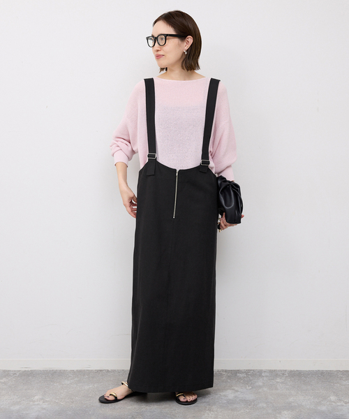 SLOBE IENA（スローブイエナ）の「《WEB限定》アイラインフロントジップジャンパースカート（ワンピース・レディース・ベージュ/ブラック・FREE）」の6枚目の写真