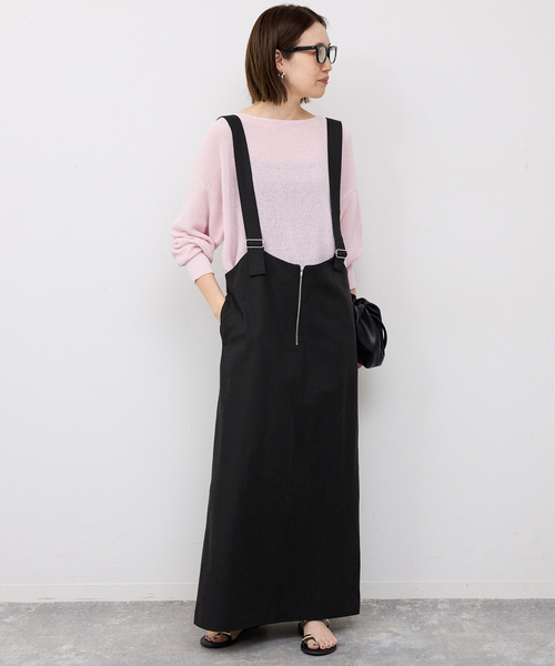 SLOBE IENA（スローブイエナ）の「《WEB限定》アイラインフロントジップジャンパースカート（ワンピース・レディース・ベージュ/ブラック・FREE）」の7枚目の写真