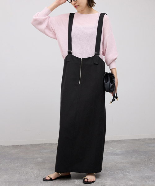 SLOBE IENA（スローブイエナ）の「《WEB限定》アイラインフロントジップジャンパースカート（ワンピース・レディース・ベージュ/ブラック・FREE）」の13枚目の写真