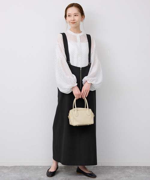 SLOBE IENA（スローブイエナ）の「《WEB限定》アイラインフロントジップジャンパースカート（ワンピース・レディース・ベージュ/ブラック・FREE）」の16枚目の写真