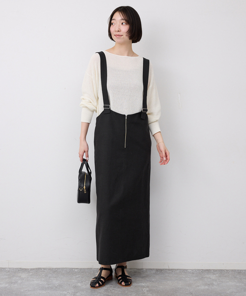 SLOBE IENA（スローブイエナ）の「《WEB限定》アイラインフロントジップジャンパースカート（ワンピース・レディース・ベージュ/ブラック・FREE）」の21枚目の写真