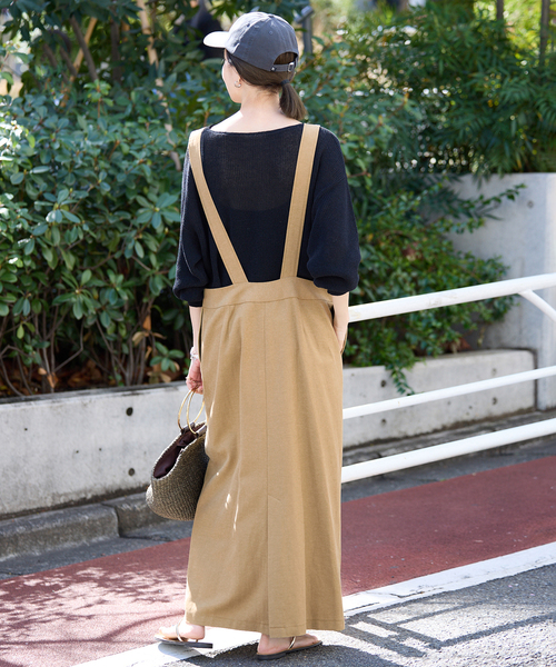 SLOBE IENA(スローブイエナ)の「《WEB限定》アイラインフロントジップジャンパースカート(ワンピース・レディース・ベージュ/ブラック・FREE)」の3枚目の写真