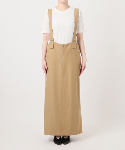SLOBE IENA(スローブイエナ)の「《WEB限定》アイラインフロントジップジャンパースカート(ワンピース・レディース・ベージュ/ブラック・FREE)」の7枚目の写真