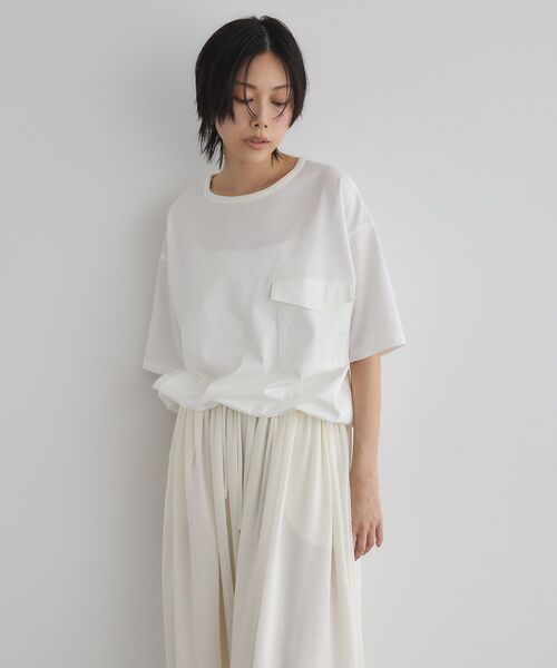 GARAGE OF GOOD CLOTHING(ガレージオブグッドクロージング)の「【日本製】6分袖裾ドロストプルオーバー(Tシャツ/カットソー・レディース・カーキ/オフホワイト/ライトグレー・FREE)」の1枚目の写真