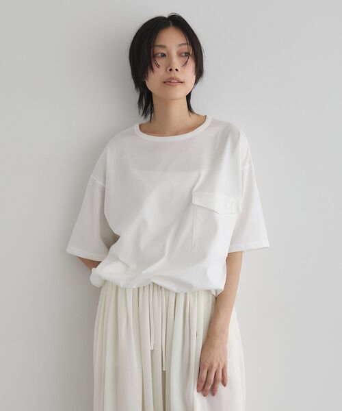 GARAGE OF GOOD CLOTHING(ガレージオブグッドクロージング)の「【日本製】6分袖裾ドロストプルオーバー(Tシャツ/カットソー・レディース・カーキ/オフホワイト/ライトグレー・FREE)」の11枚目の写真