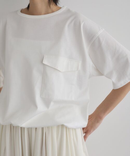 GARAGE OF GOOD CLOTHING(ガレージオブグッドクロージング)の「【日本製】6分袖裾ドロストプルオーバー(Tシャツ/カットソー・レディース・カーキ/オフホワイト/ライトグレー・FREE)」の15枚目の写真