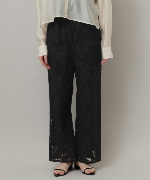 A part by（アパートバイ）の「レースストレートパンツ（その他パンツ・レディース・ブラック/オフホワイト・FREE）」の2枚目の写真