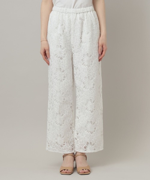 A part by（アパートバイ）の「レースストレートパンツ（その他パンツ・レディース・ブラック/オフホワイト・FREE）」の4枚目の写真