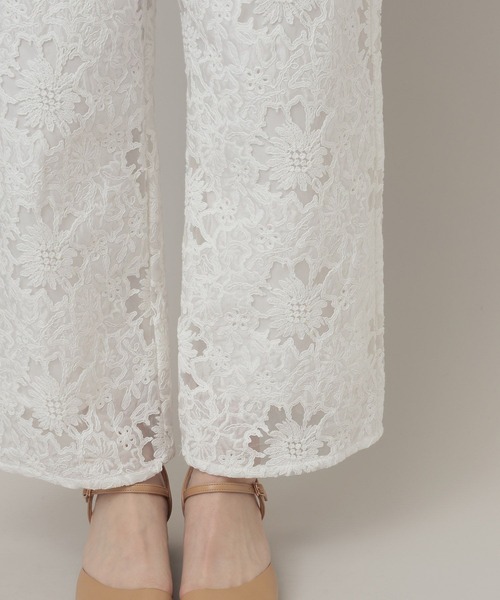 A part by（アパートバイ）の「レースストレートパンツ（その他パンツ・レディース・ブラック/オフホワイト・FREE）」の9枚目の写真