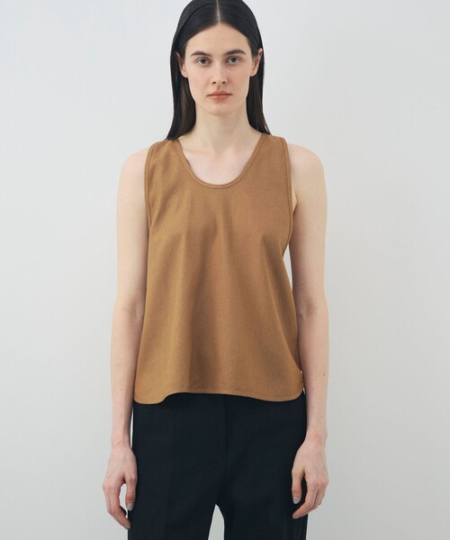 BASERANGE(ベースレンジ)の「BASERANGE APRON TOP(シャツ/ブラウス・レディース・ブラック/ダークブラウン・S)」の4枚目の写真