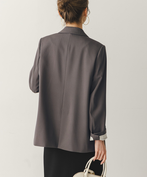 Noble（ノーブル）の「《追加・新色・セットアップ対応》フローツイルピークドラペルジャケット（テーラードジャケット・レディース・チョコ/ベージュ・40/38/36/34）」の10枚目の写真