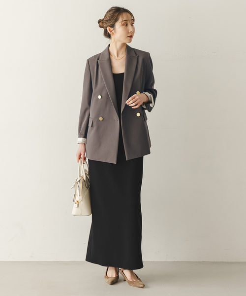 Noble（ノーブル）の「《追加・新色・セットアップ対応》フローツイルピークドラペルジャケット（テーラードジャケット・レディース・チョコ/ベージュ・40/38/36/34）」の11枚目の写真