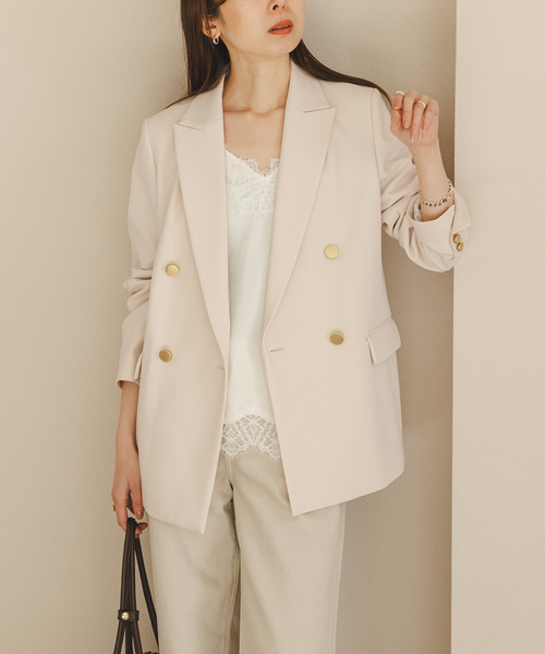 Noble（ノーブル）の「《追加・新色・セットアップ対応》フローツイルピークドラペルジャケット（テーラードジャケット・レディース・チョコ/ベージュ・40/38/36/34）」の14枚目の写真