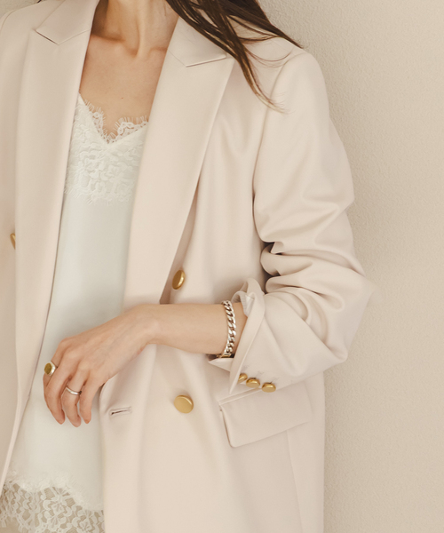 Noble（ノーブル）の「《追加・新色・セットアップ対応》フローツイルピークドラペルジャケット（テーラードジャケット・レディース・チョコ/ベージュ・40/38/36/34）」の15枚目の写真