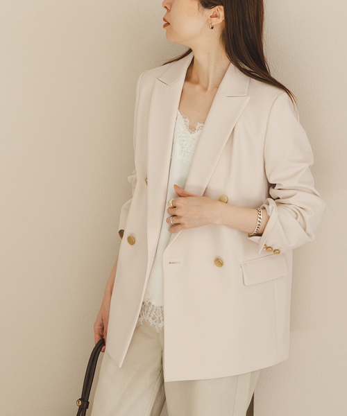 Noble（ノーブル）の「《追加・新色・セットアップ対応》フローツイルピークドラペルジャケット（テーラードジャケット・レディース・チョコ/ベージュ・40/38/36/34）」の16枚目の写真