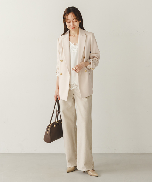 Noble（ノーブル）の「《追加・新色・セットアップ対応》フローツイルピークドラペルジャケット（テーラードジャケット・レディース・チョコ/ベージュ・40/38/36/34）」の17枚目の写真