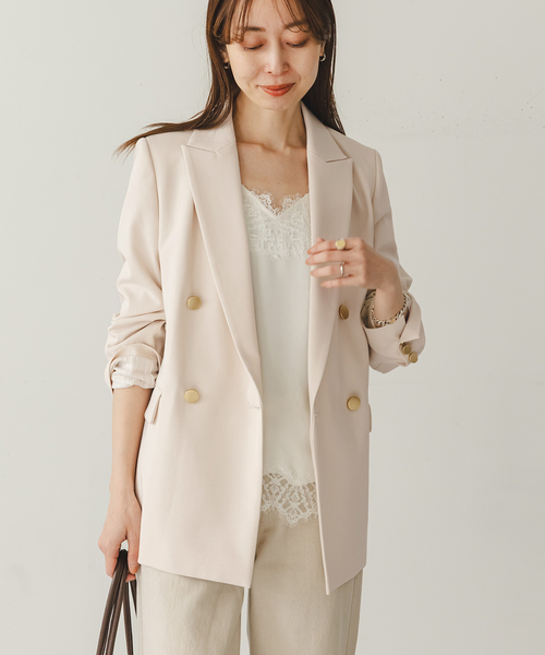 Noble（ノーブル）の「《追加・新色・セットアップ対応》フローツイルピークドラペルジャケット（テーラードジャケット・レディース・チョコ/ベージュ・40/38/36/34）」の19枚目の写真