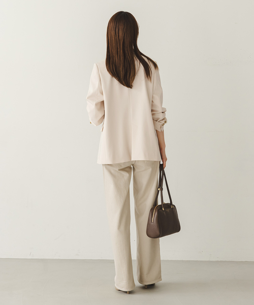 Noble（ノーブル）の「《追加・新色・セットアップ対応》フローツイルピークドラペルジャケット（テーラードジャケット・レディース・チョコ/ベージュ・40/38/36/34）」の9枚目の写真